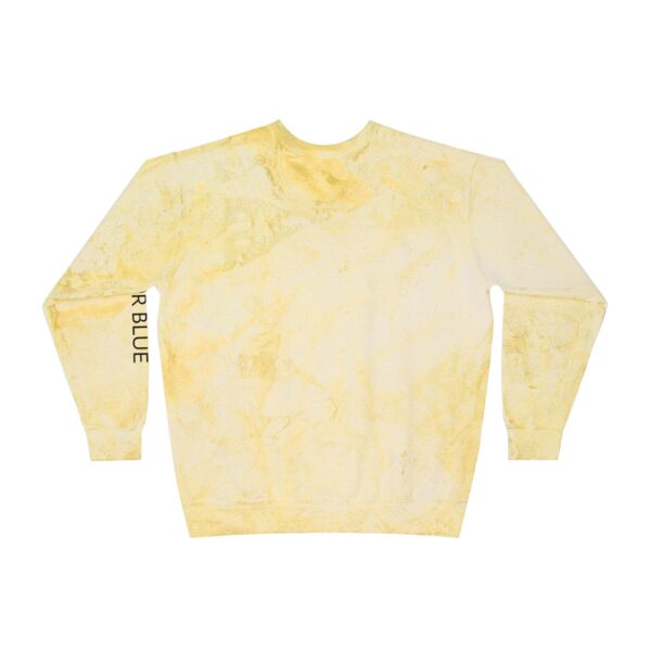 Unisex Color Blast Crewneck Sweatshirt - Vibrant Yellow with Honor Blue Design - Image 2