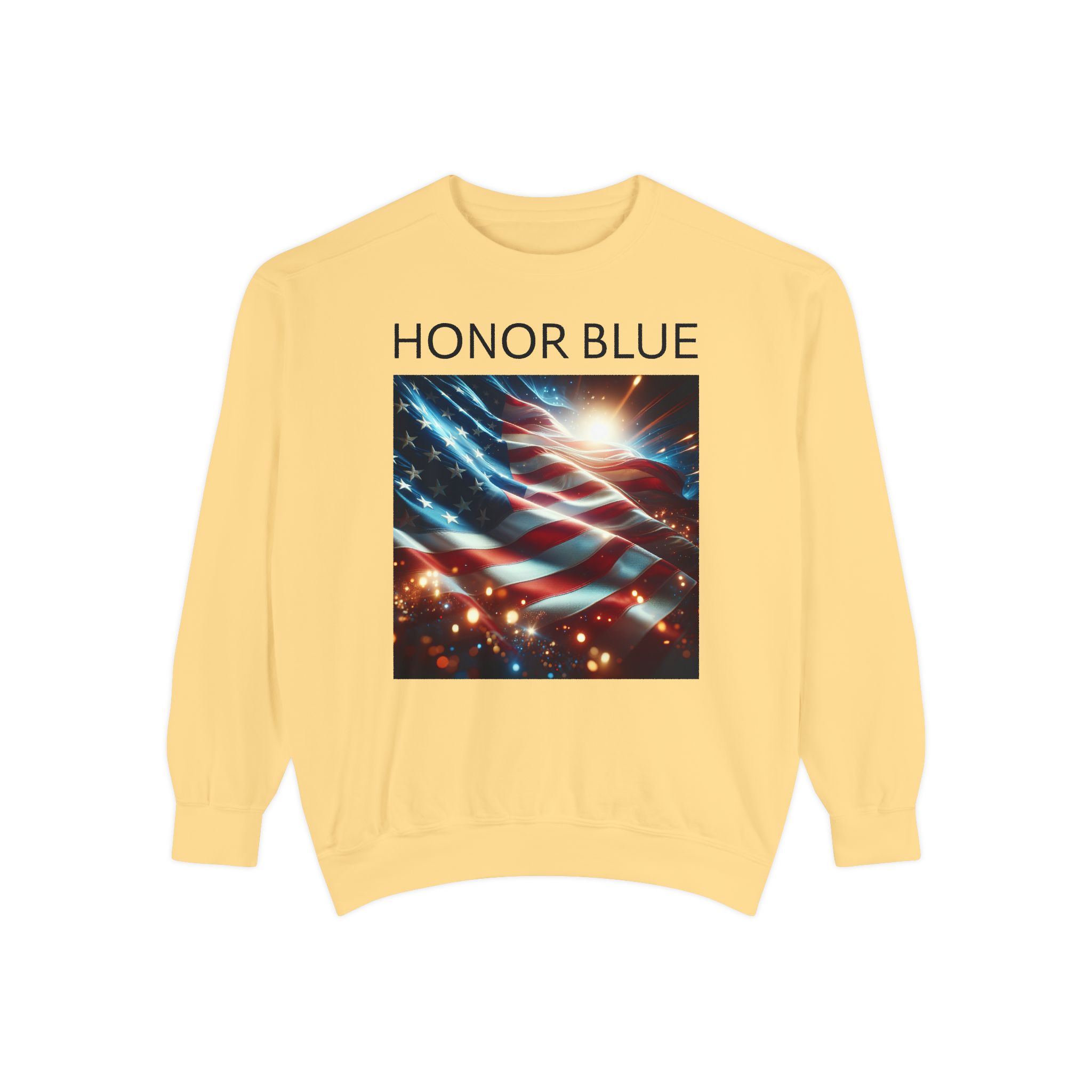 Honor Blue Unisex Garment-Dyed Sweatshirt - Patriotic American Flag Design - Image 9