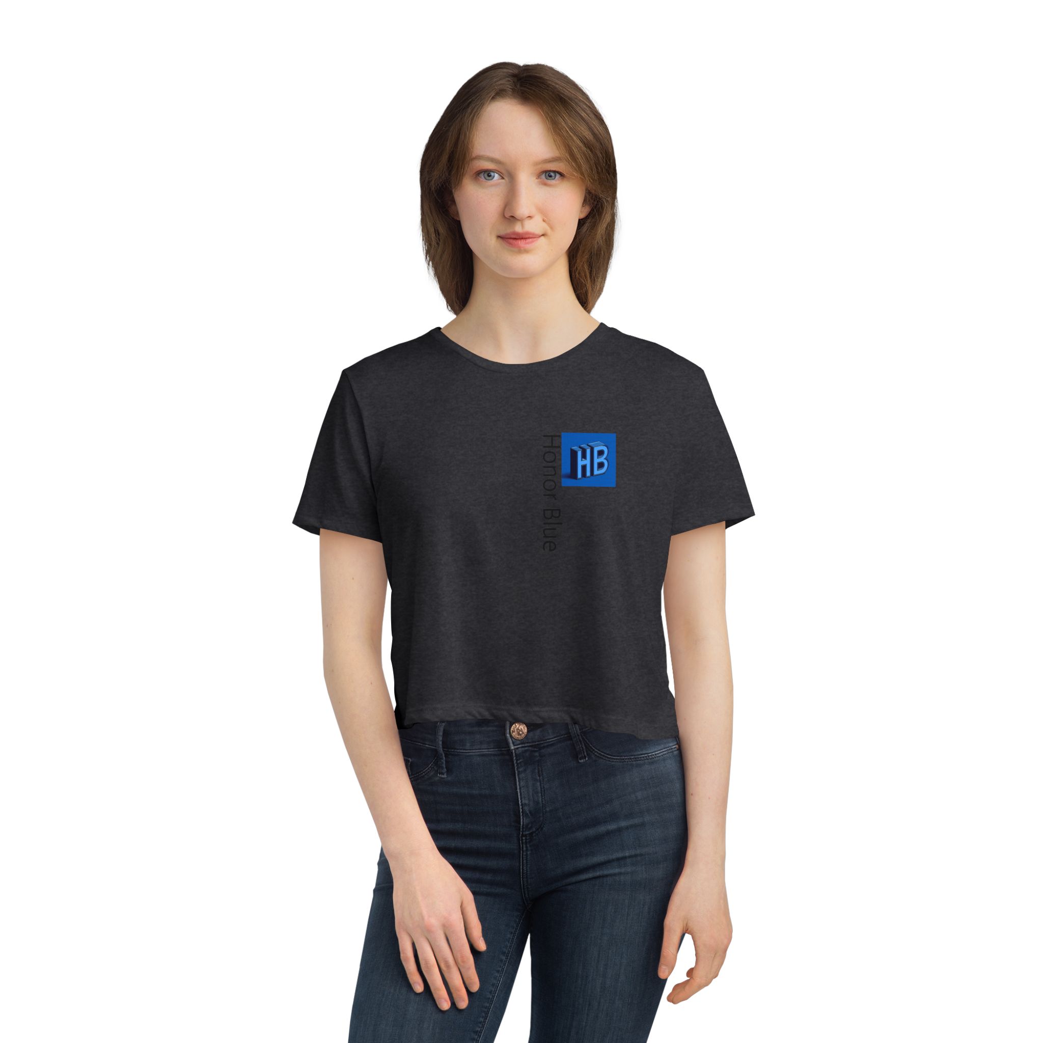 Honor Blue Women's Flowy Cropped Tee - Stylish & Comfortable Casual Wear - Image 11
