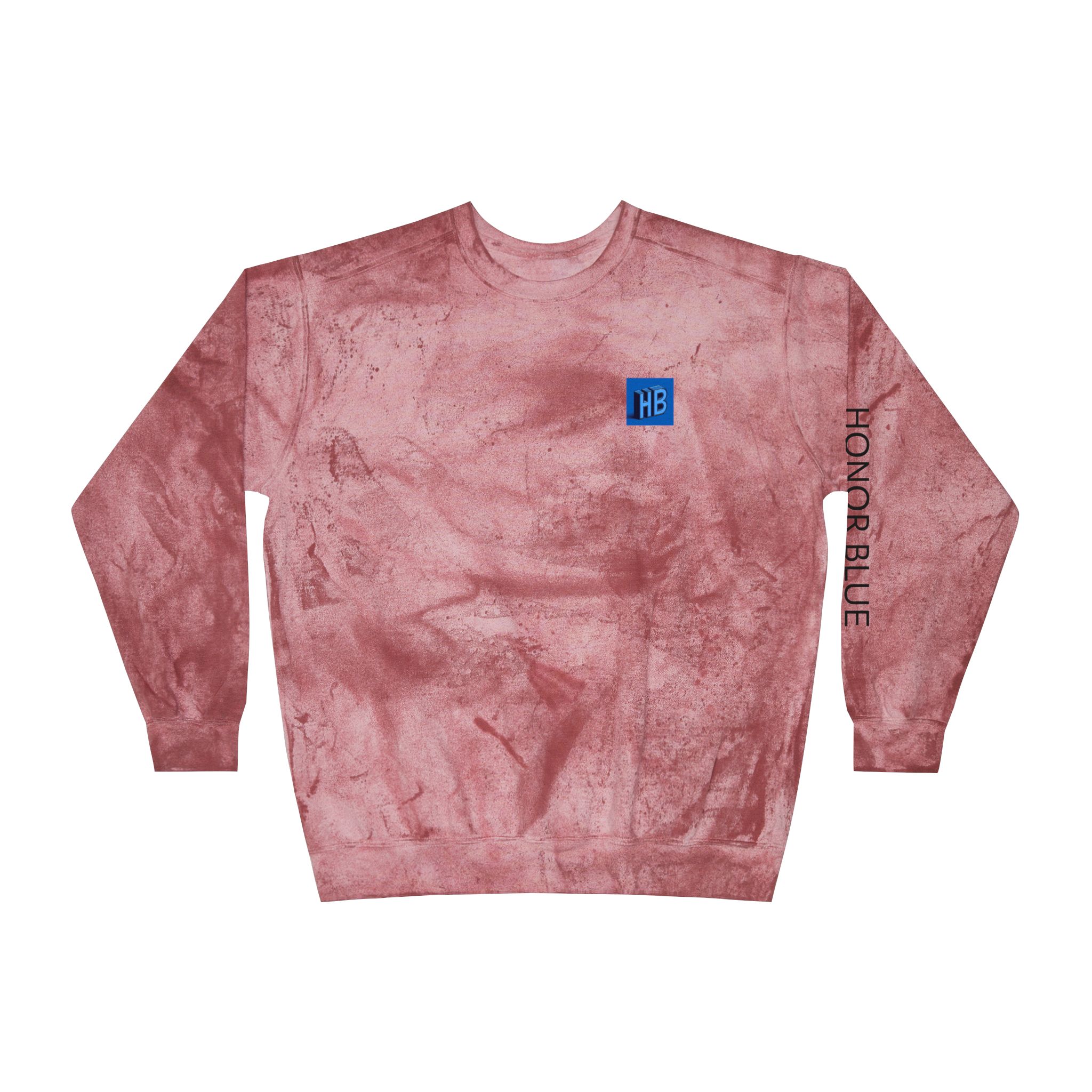 Unisex Color Blast Crewneck Sweatshirt - Vibrant Yellow with Honor Blue Design - Image 13