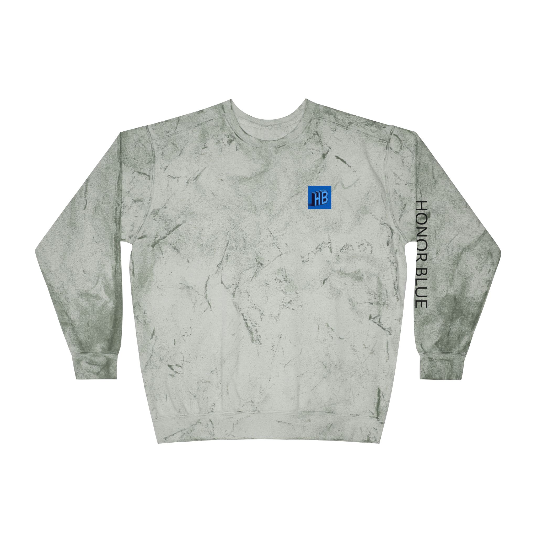 Unisex Color Blast Crewneck Sweatshirt - Vibrant Yellow with Honor Blue Design - Image 9