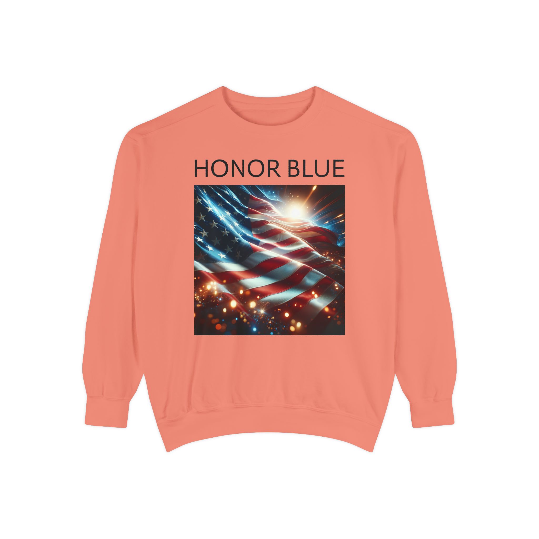 Honor Blue Unisex Garment-Dyed Sweatshirt - Patriotic American Flag Design - Image 5