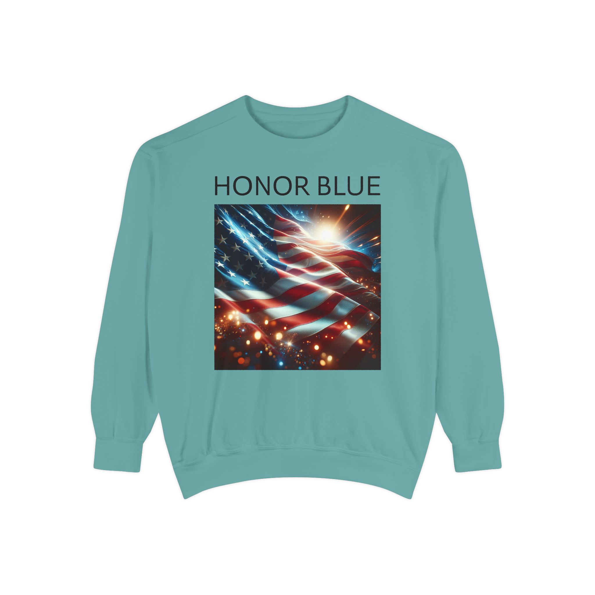 Honor Blue Unisex Garment-Dyed Sweatshirt - Patriotic American Flag Design - Image 25