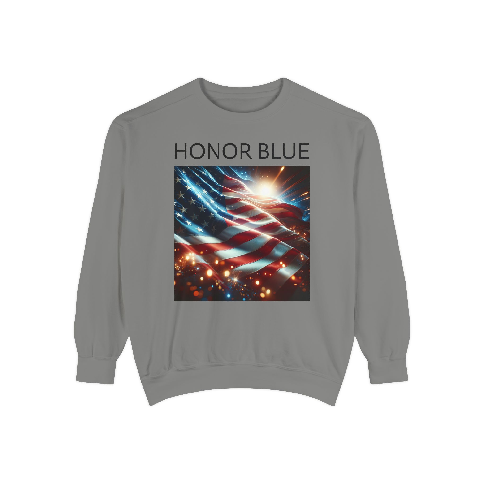 Honor Blue Unisex Garment-Dyed Sweatshirt - Patriotic American Flag Design - Image 13