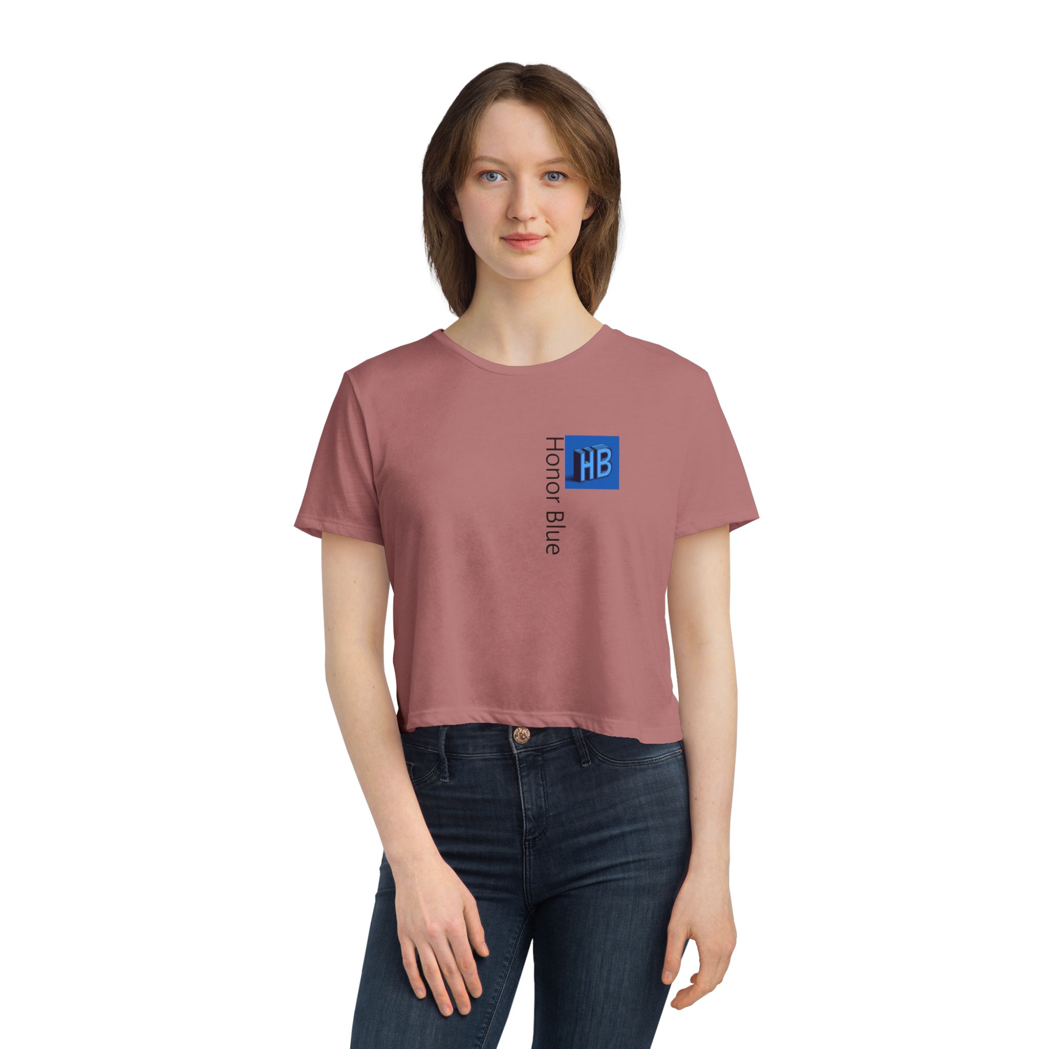Honor Blue Women's Flowy Cropped Tee - Stylish & Comfortable Casual Wear - Image 7