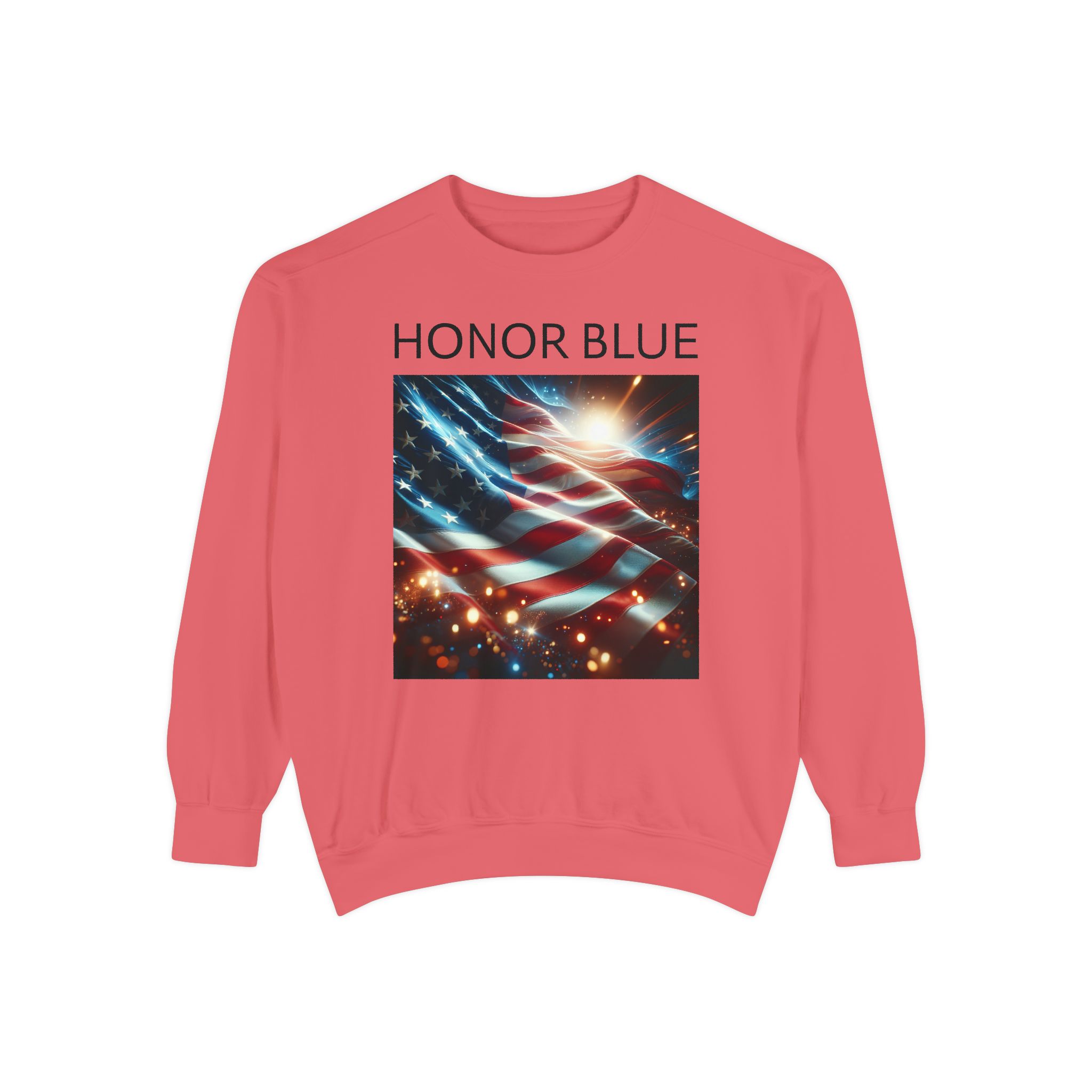 Honor Blue Unisex Garment-Dyed Sweatshirt - Patriotic American Flag Design - Image 33