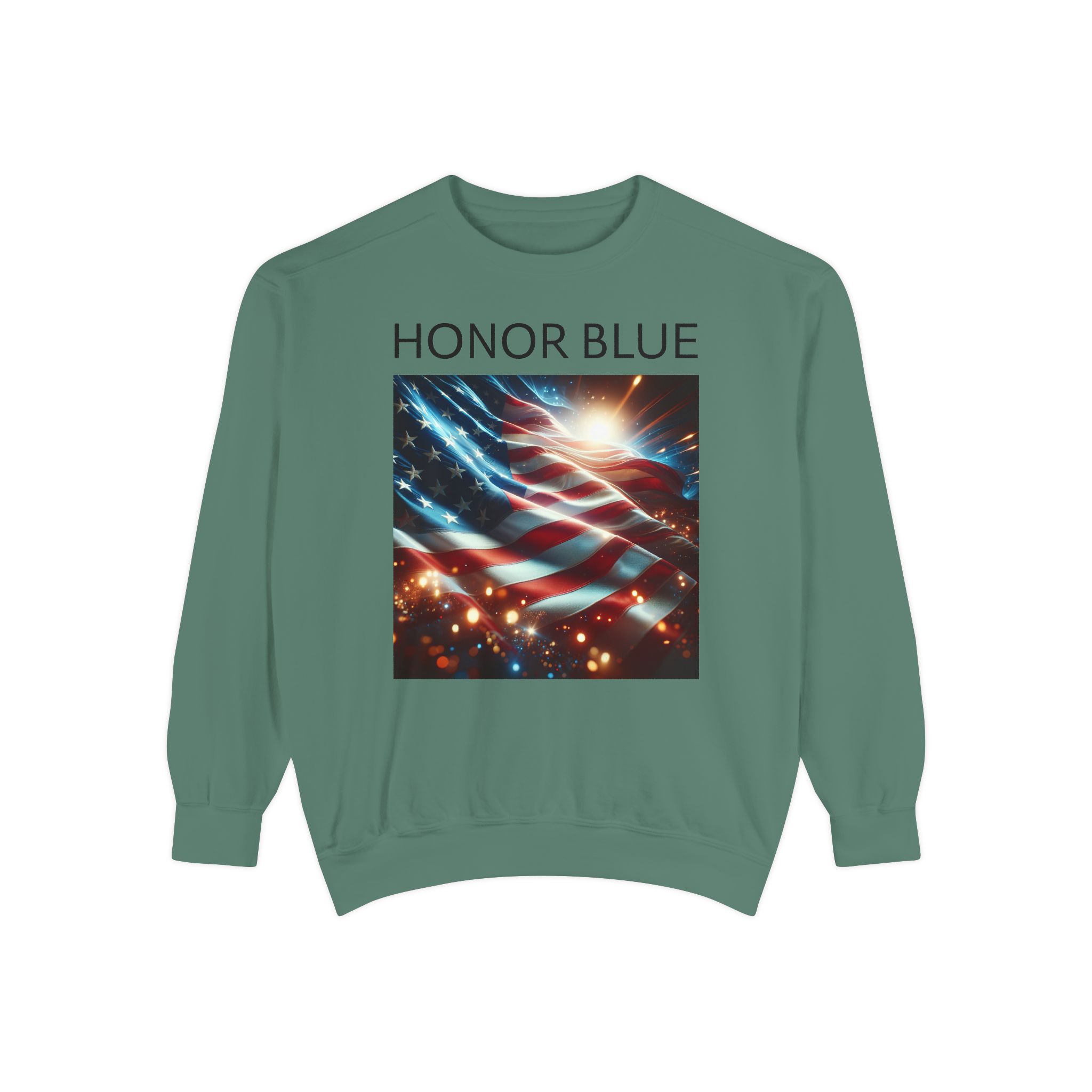Honor Blue Unisex Garment-Dyed Sweatshirt - Patriotic American Flag Design - Image 21