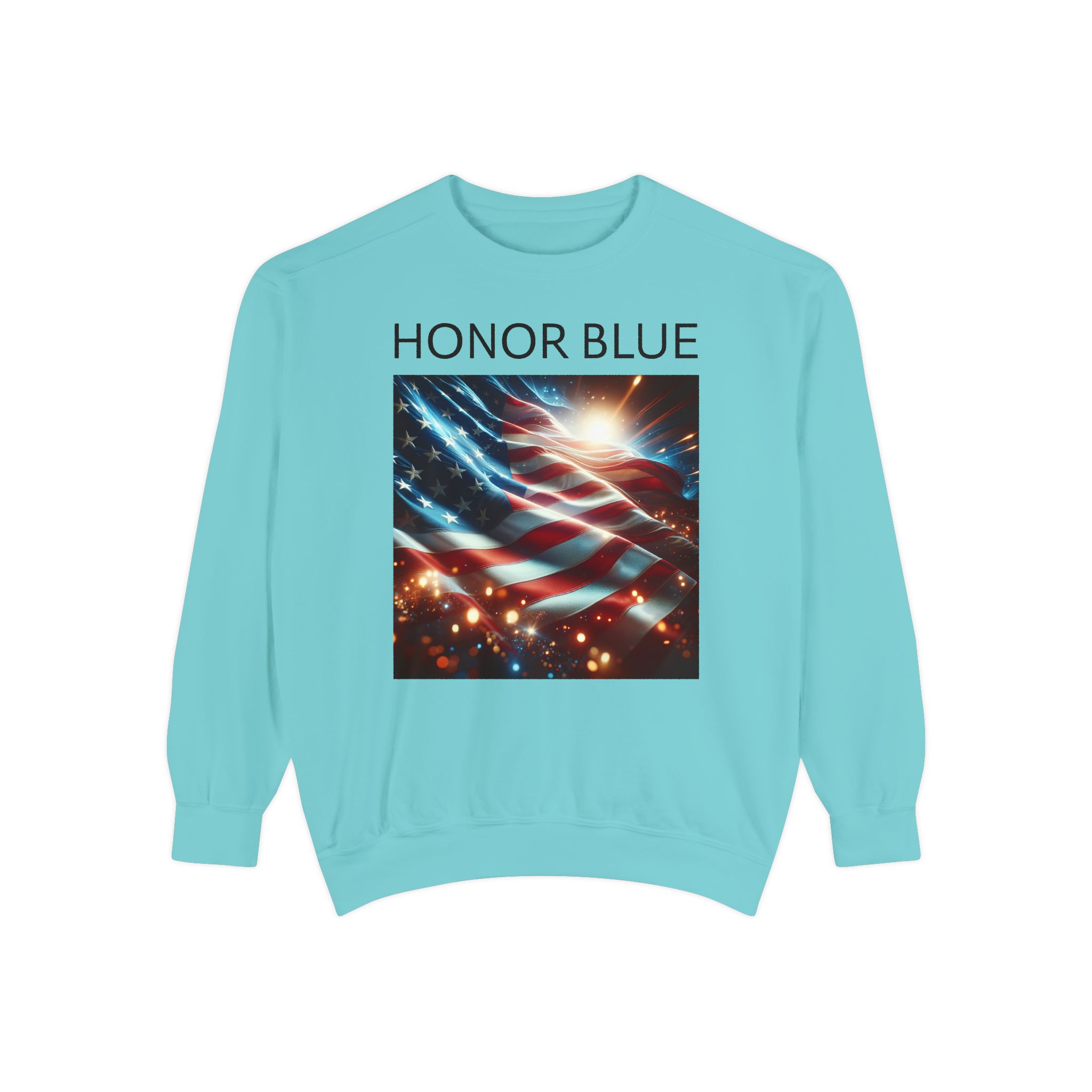 Honor Blue Unisex Garment-Dyed Sweatshirt - Patriotic American Flag Design - Image 17