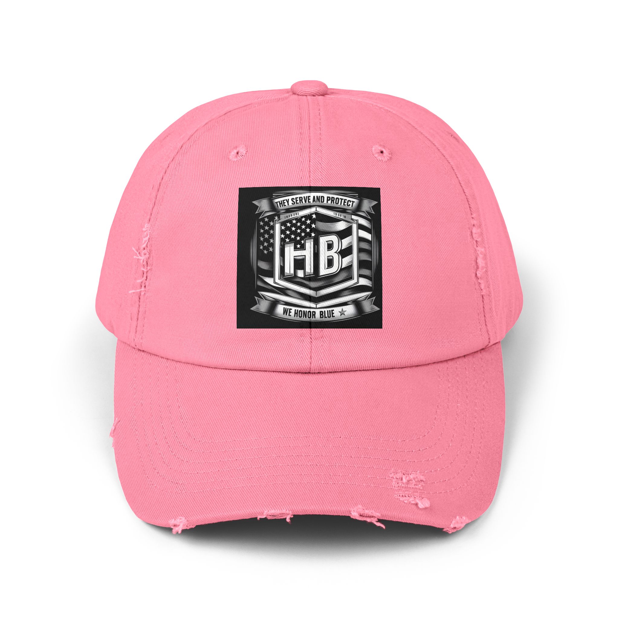 Serve and Protect Honor Blue, Unisex Distressed Cap - Image 22