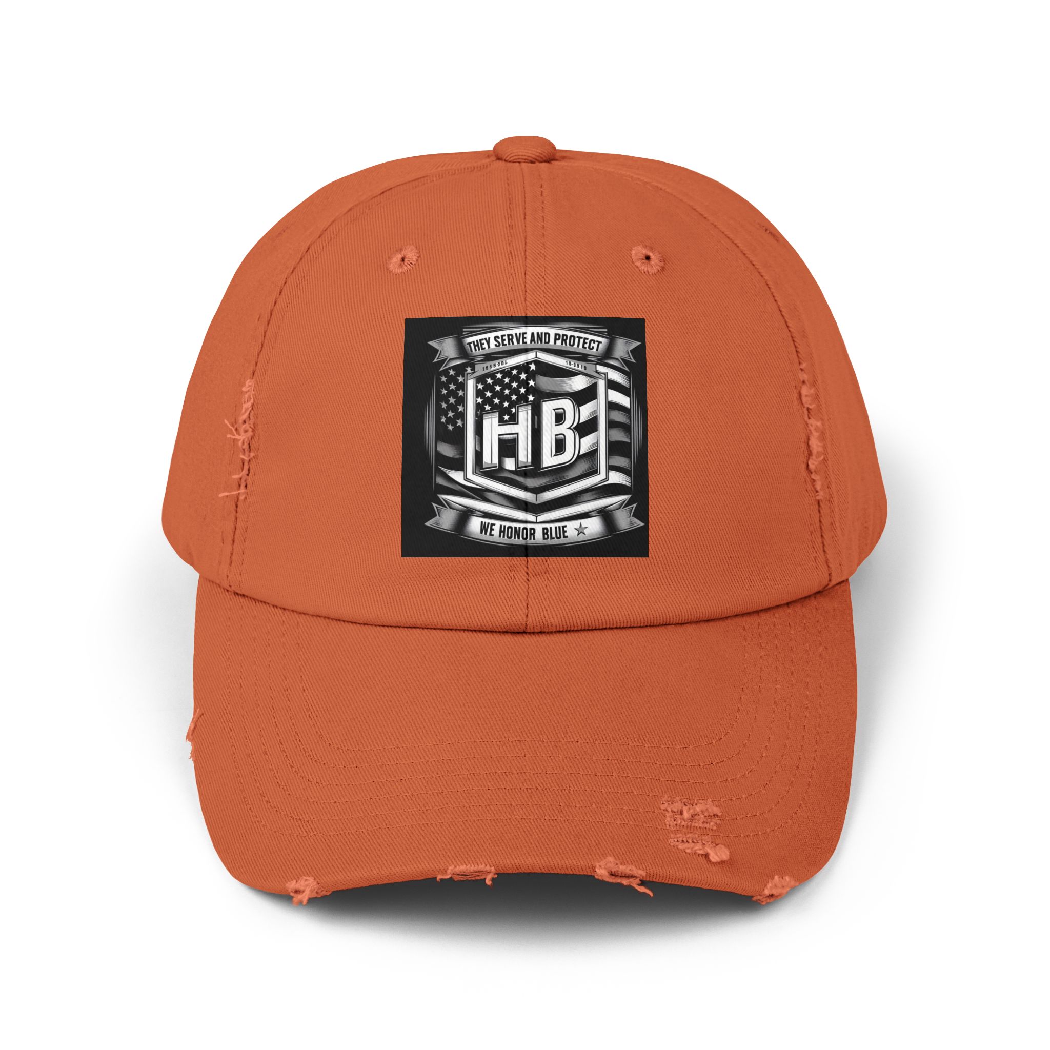 Serve and Protect Honor Blue, Unisex Distressed Cap - Image 6