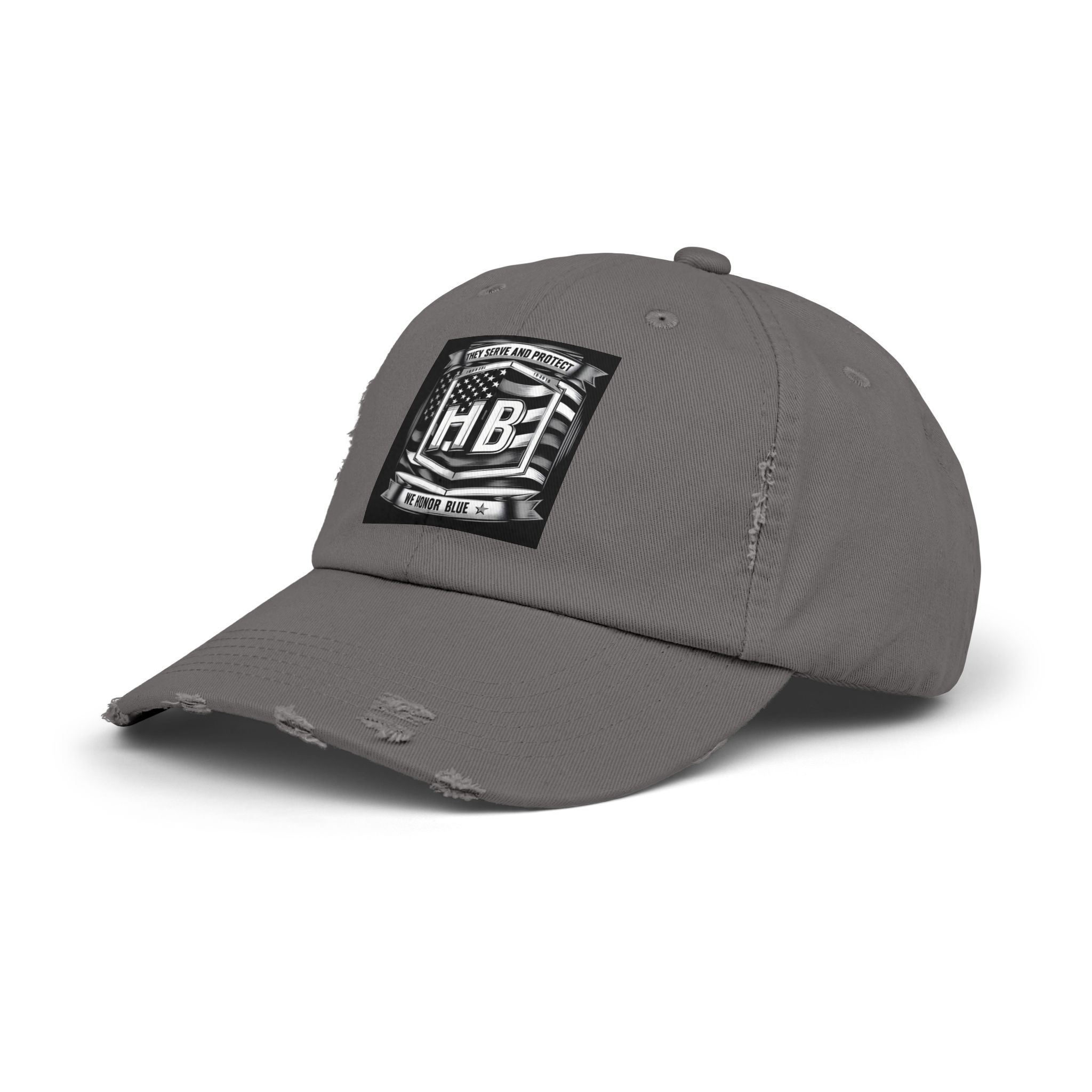 Serve and Protect Honor Blue, Unisex Distressed Cap - Image 19