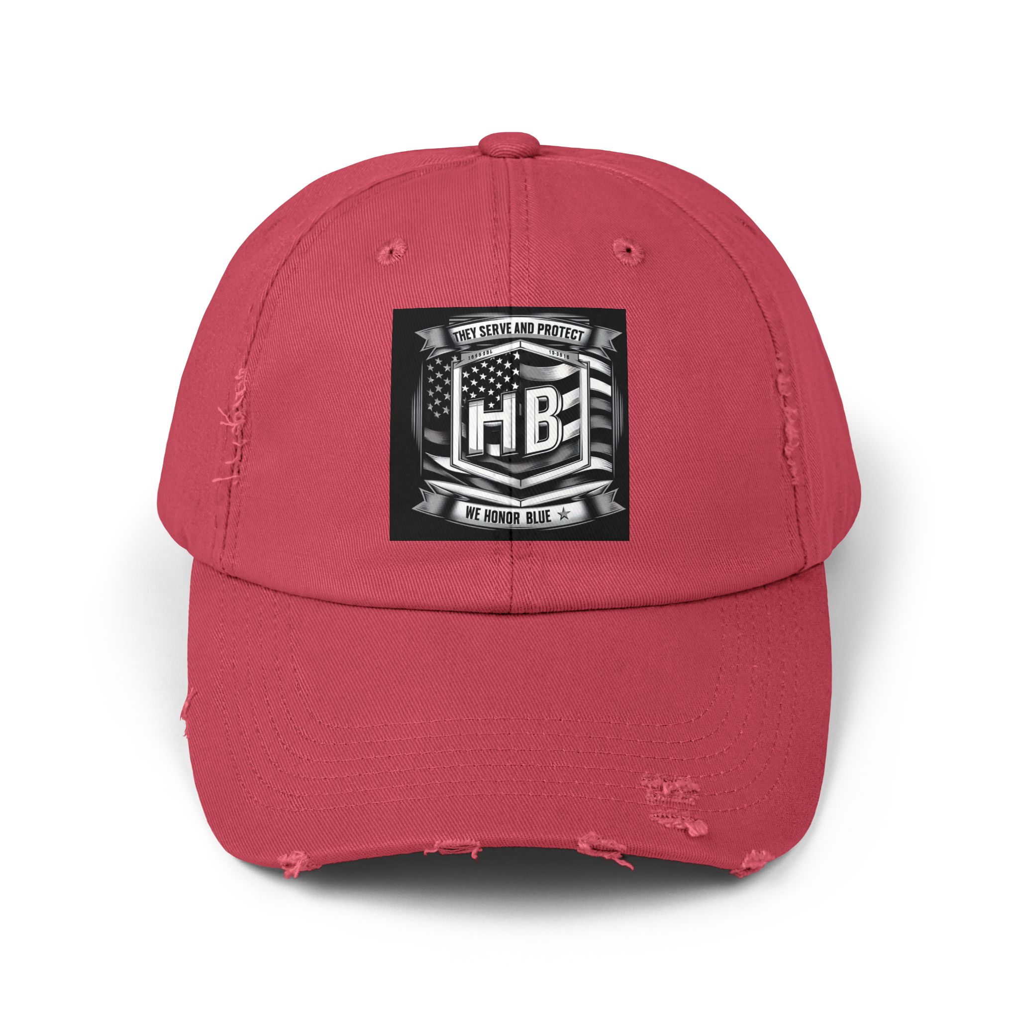 Serve and Protect Honor Blue, Unisex Distressed Cap - Image 26