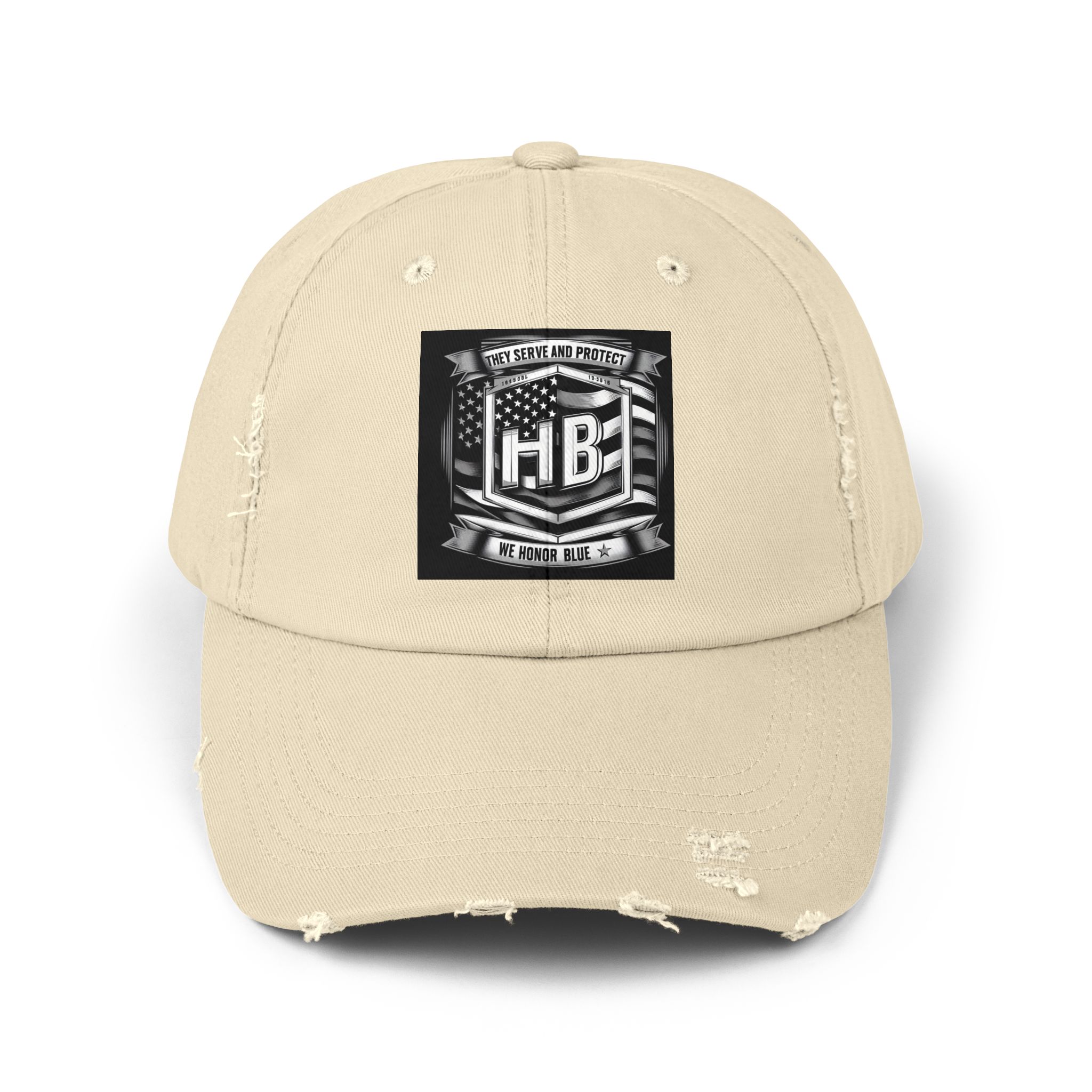 Serve and Protect Honor Blue, Unisex Distressed Cap - Image 2