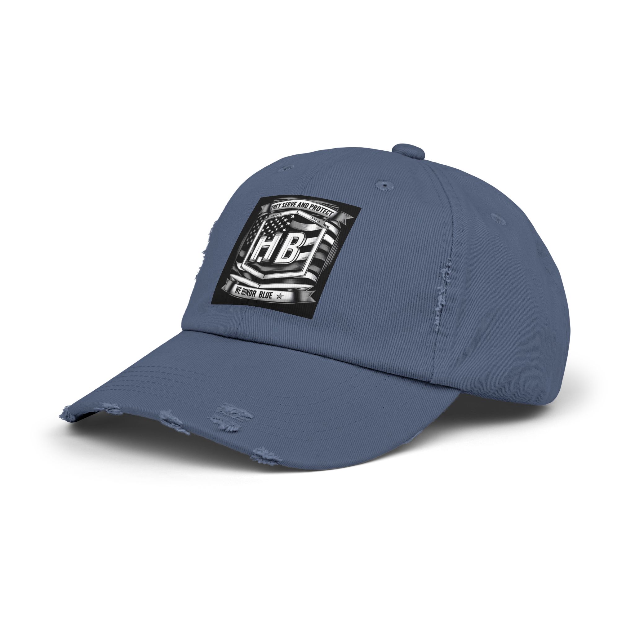 Serve and Protect Honor Blue, Unisex Distressed Cap - Image 15