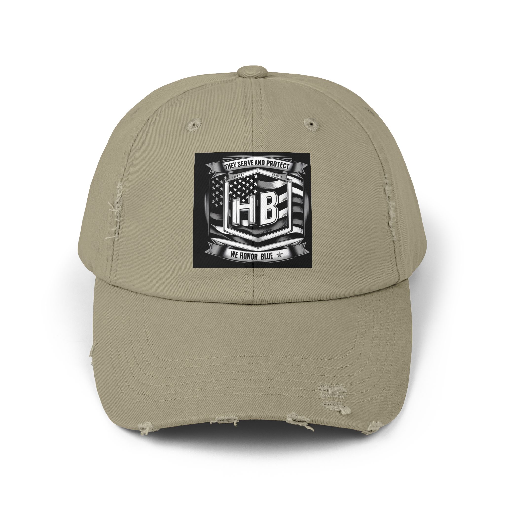 Serve and Protect Honor Blue, Unisex Distressed Cap - Image 10