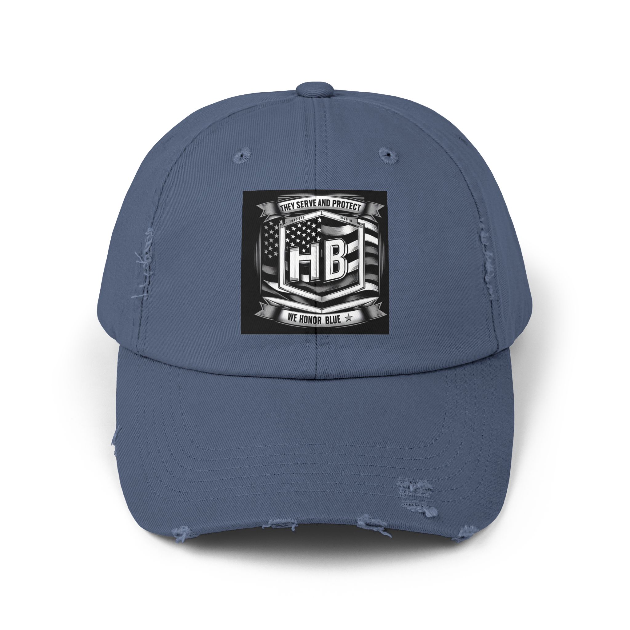 Serve and Protect Honor Blue, Unisex Distressed Cap - Image 14