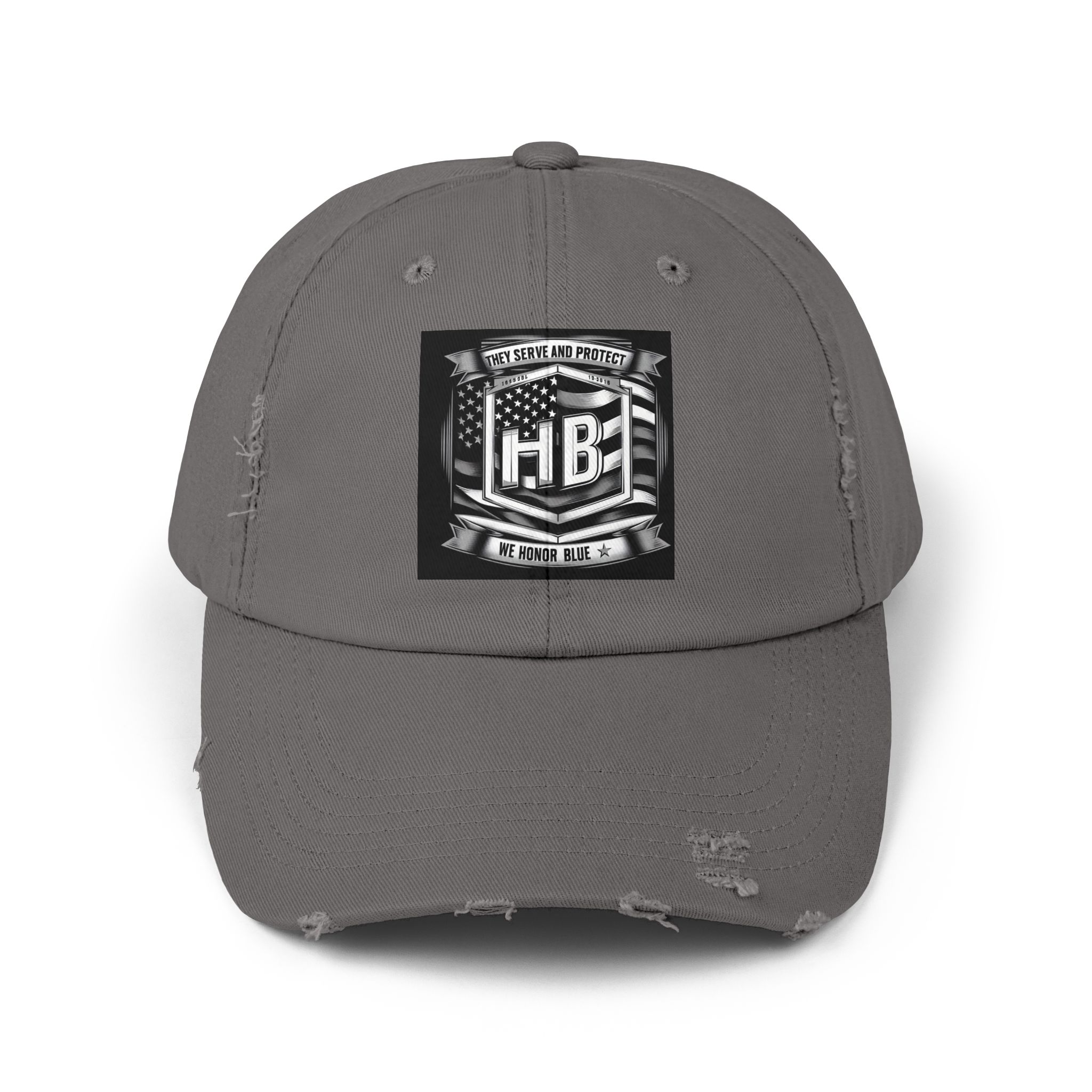 Serve and Protect Honor Blue, Unisex Distressed Cap - Image 18