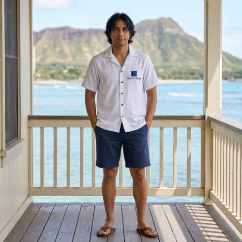 Honor Blue Hawaiian Camp Shirt — Men's Casual Button-Up