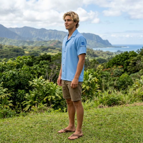 HB Honor Blue Hawaiian Camp Shirt — Lightweight Island-Style Shirt to Support Law Enforcement Families