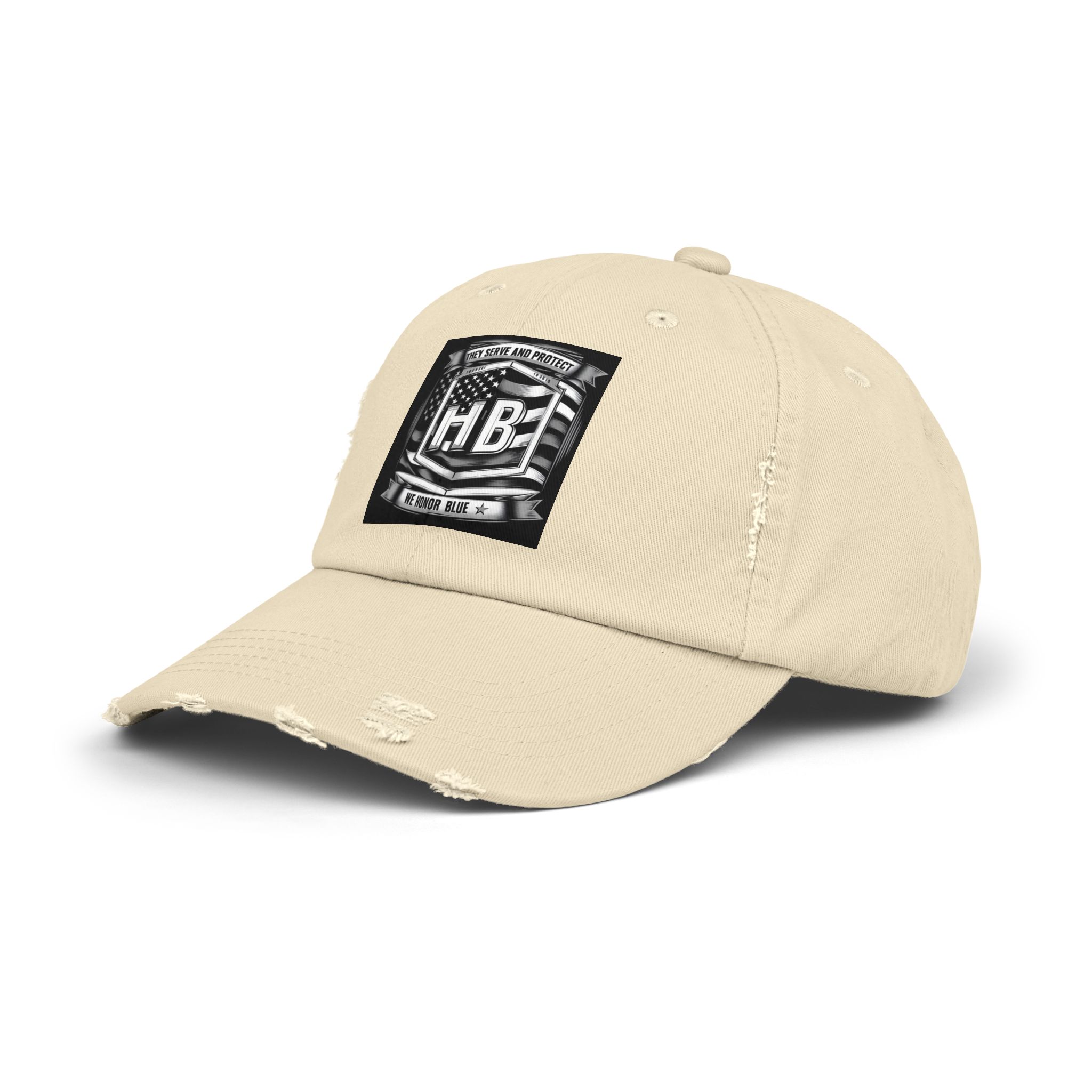 Serve and Protect Honor Blue, Unisex Distressed Cap - Image 3