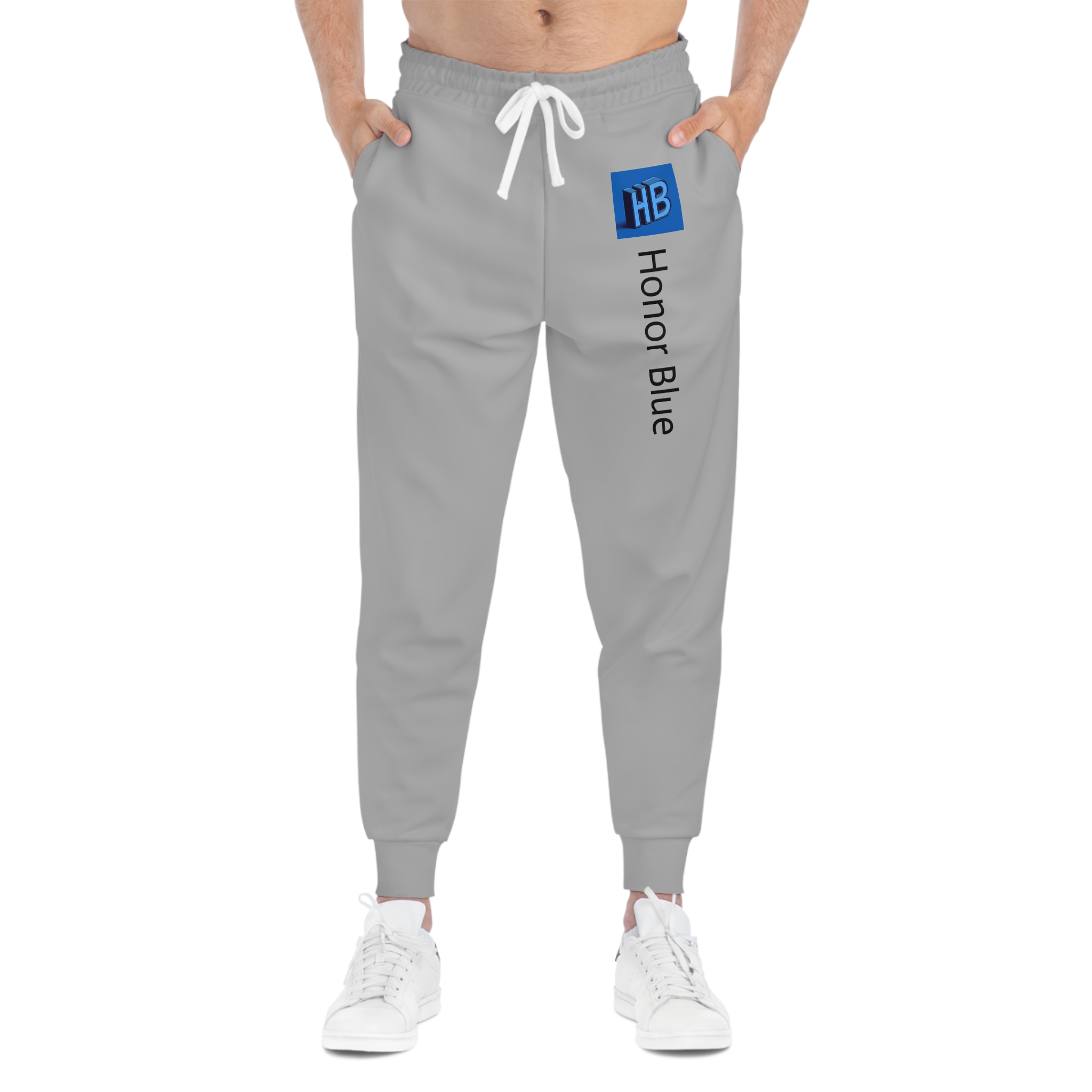 Honor Blue Athletic Joggers — Minimal Vertical Logo Sport Sweatpants - Image 4