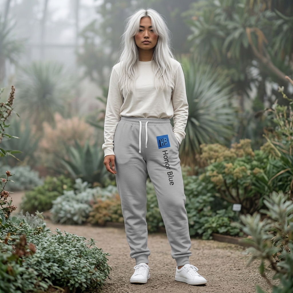 Honor Blue Athletic Joggers — Minimal Vertical Logo Sport Sweatpants - Image 2